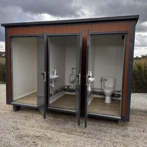 Container Sanitaire Pavillon WC avec Triple Cabine